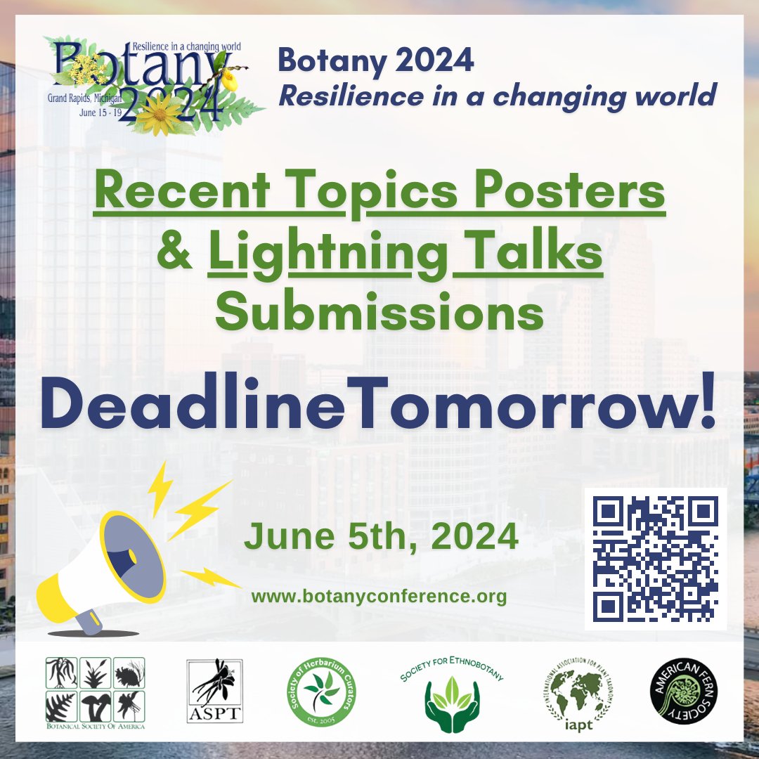 SEBotany's tweet photo. There is still time to show off your research at #Botany2024 with a Lightning Talk or Recent Topics Poster!
Visit https://t.co/UIXwrvzM8w for more information. Submission deadline is TOMORROW, June 5, 2024.
#SEBmeeting #Ethnobotany https://t.co/9Rpevi4K02