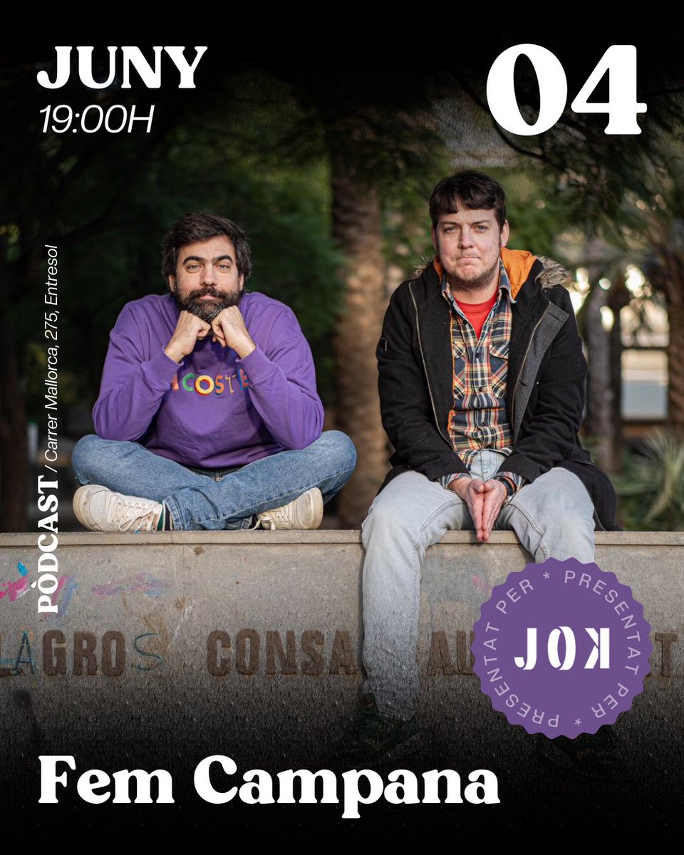 JOK (@jokbarcelona) on Twitter photo Avui dimarts a les 19:00h a la cocteleria del <a href="/jokbarcelona/">JOK</a>, el Xavi Daura i l’Esteban Navarro de <a href="/vengamonjas/">Venga Monjas</a> conversaran amb el <a href="/xavieraldekoa/">Xavier Aldekoa</a> i la Virginie de tot menys de comèdia. Entrada gratuïta fins a assolir l’aforament màxim. Avui dimarts a les 19:00h a la cocteleria del <a href="/jokbarcelona/">JOK</a>, el Xavi Daura i l’Esteban Navarro de <a href="/vengamonjas/">Venga Monjas</a> conversaran amb el <a href="/xavieraldekoa/">Xavier Aldekoa</a> i la Virginie de tot menys de comèdia. Entrada gratuïta fins a assolir l’aforament màxim.