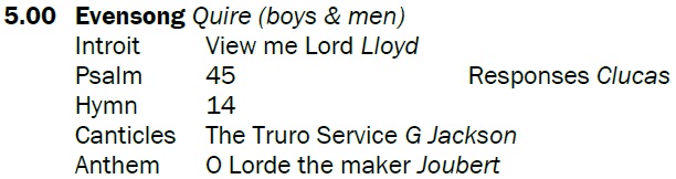 Evensong at 5pm is sung by the Cathedral Choir and includes music by @gjackson3 and <a href="/joubertcomposer/">John Joubert (1927-2019)</a> . All are welcome to attend.