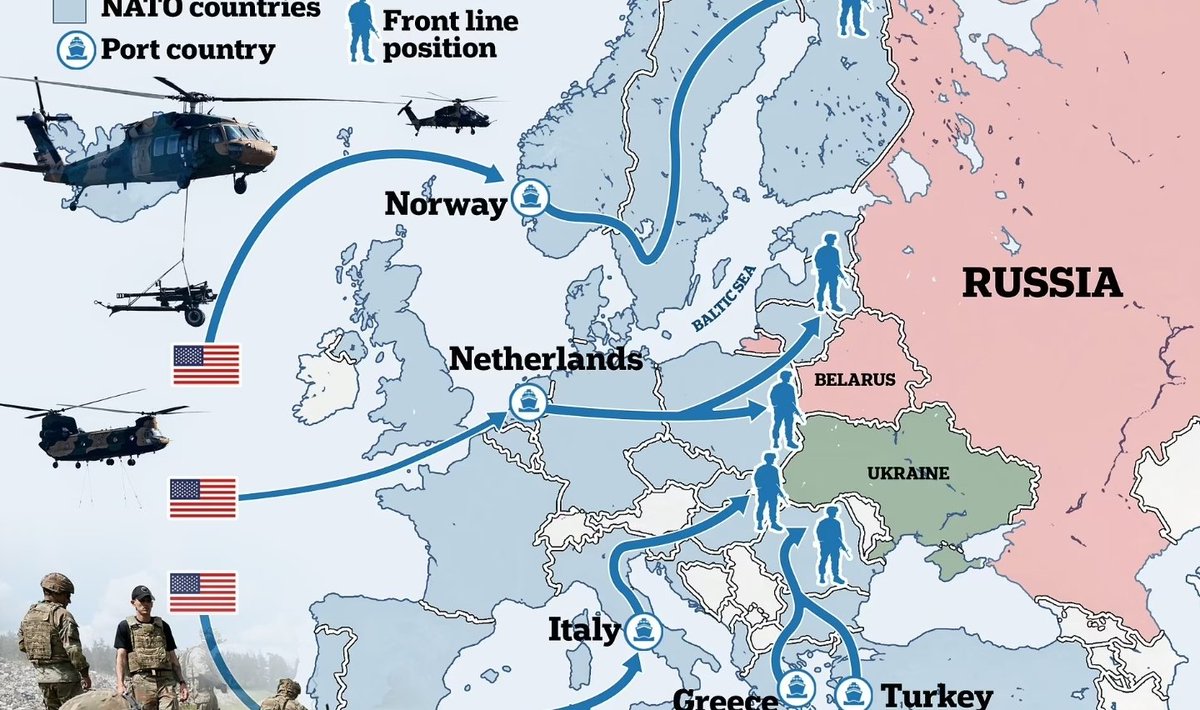 ShadowofEzra's tweet photo. NATO prepares to get U.S. troops to the front line to fight Russia. 

NATO has disclosed its preparations to deploy American troops to the European frontlines in the event of a full-scale conflict with Russia.

NATO leaders agreed to ready 300,000 troops for rapid deployment.

The topics discussed at the Bilderberg Meeting, which took place last weekend, were as follows:

- Future of warfare
- Geopolitical landscape
- Ukraine and the world
- Middle East 
- China
- Russia
