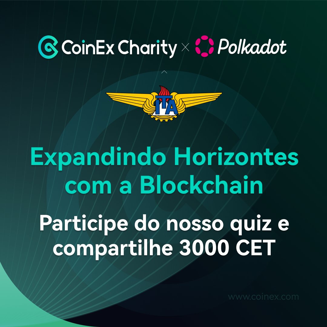 CoinexPortugues's tweet image. Hoje, a CoinEx Charity está no ITA discutindo a expansão da Blockchain!🚀

E há uma oportunidade para todos compartilhar 3000 CET 

Regras📌

➡️Participe do quiz comentando as respostas corretas
➡️Use #CoinExNoITA
➡️Compartilhe este post

E não perca: todo o conteúdo do evento…