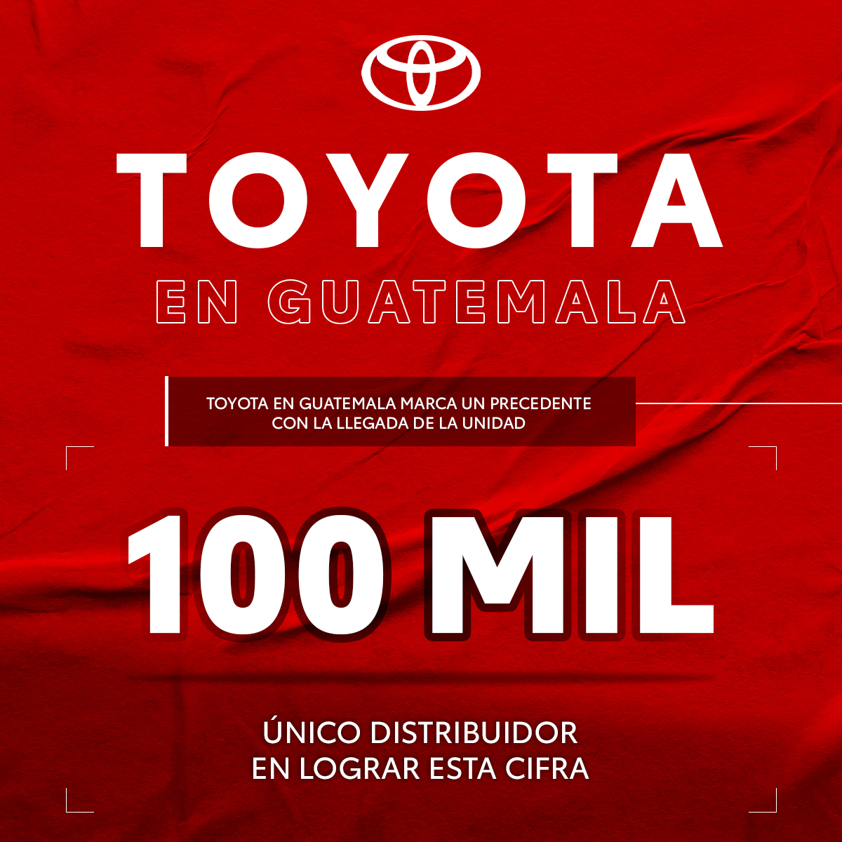 Toyota marca un antes y un después en la historia de Guatemala, ya que en 2005 logra llegar a las 100 mil unidades importadas, siendo nuevamente el único en lograr esta cifra. 

#ToyotaGuatemala #LoMioEsToyota #ToyotaEnGuatemala