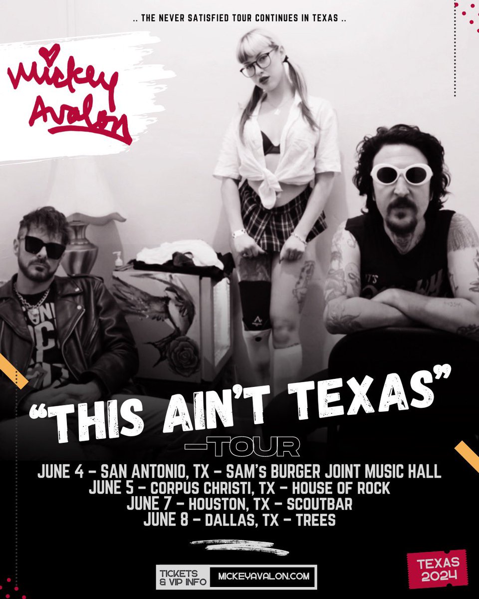 mickeyavalon's tweet photo. TEX•ASS … 🤠

SAN ANTONIO .. see y’all TONIGHT @SamsBurgerJoint  💃🏻

Doors @ 7 PM
I go on @ 9 PM 

6/4 - San Antonio @SamsBurgerJoint 
6/5 - Corpus Christi @houseorock 
6/7 - Houston @scoutbarhouston 
6/8 - Dallas @treesdallas https://t.co/Pc4wkz34Bk