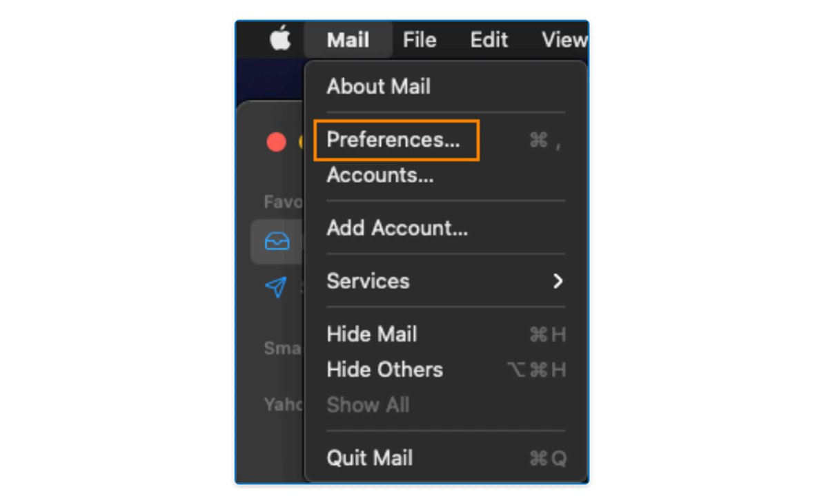 ArtlogoC's tweet image. 3/11:

2️⃣ Open Preferences in Mac Mail

• Open Mac Mail 📬
• Click “Mail” in the top ribbon, then select “Preferences” ⚙️

#MacTips #MacGuide