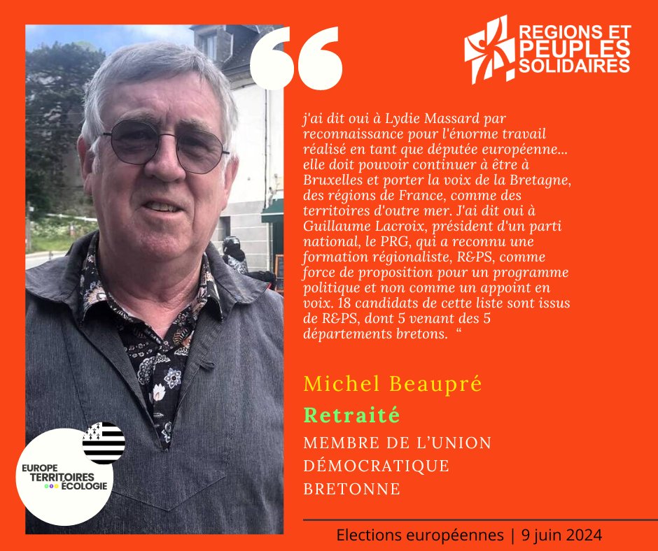 #Europeennnes2024 Présentation des candidats @RetPS - Michel Beaupré, 75e sur la liste @ETE_2024 conduite par @Lacroix_PRG, retraité & membre de l' @UDB__