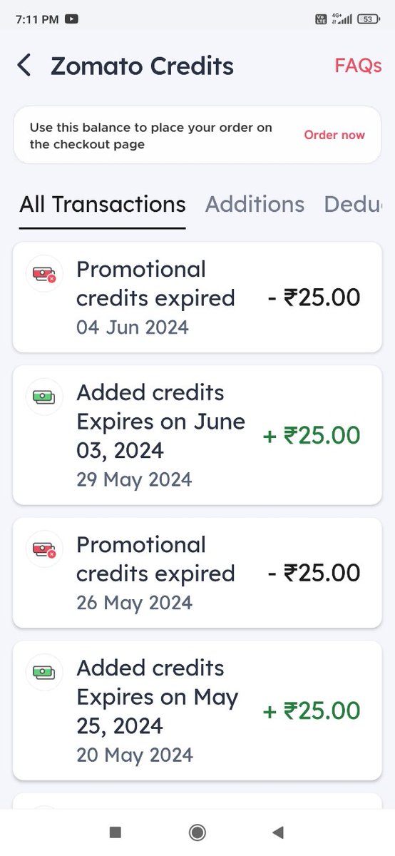 ALOKVERMA04's tweet photo. Disappointed with @Zomato’s brief credit expiry! Your credits are like those elusive fireflies-blink once, &amp; they’re gone! with expiry period of just 5-6 days.💨 My ₹50 credits just vanished in air. 🙄 Maybe consider recredit &amp; extending the expiry date?
@deepigoyal
@zomatocare https://t.co/dTcxUiM7Aq