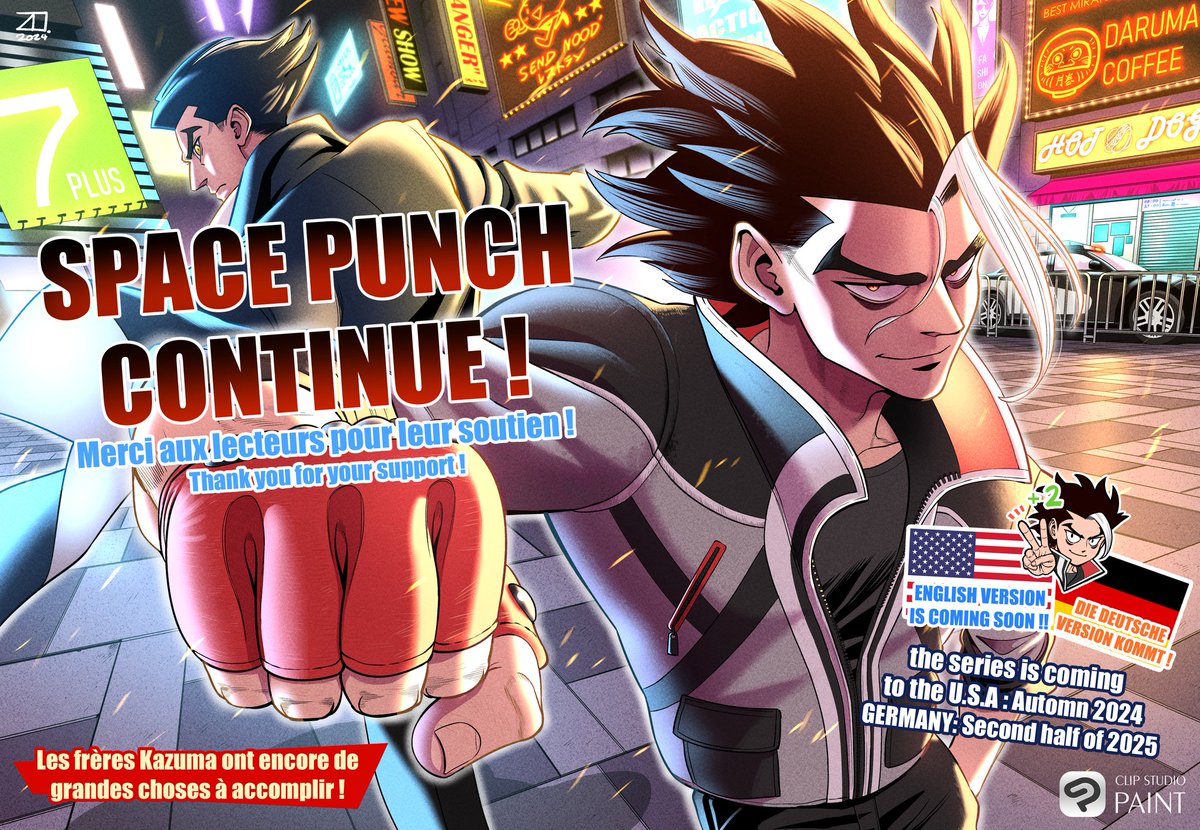 ZD_corp's tweet image. [3 YEARS ANNIVERSARY ANNOUNCEMENT !!!]
C&apos;est officiel ! La série space punch continue ! 👏🥳🔥
Grâce à votre soutien, j&apos;ai pu obtenir du rab de tomes ! La série dépassera donc les 5 volumes prévus initialement ! 🔥