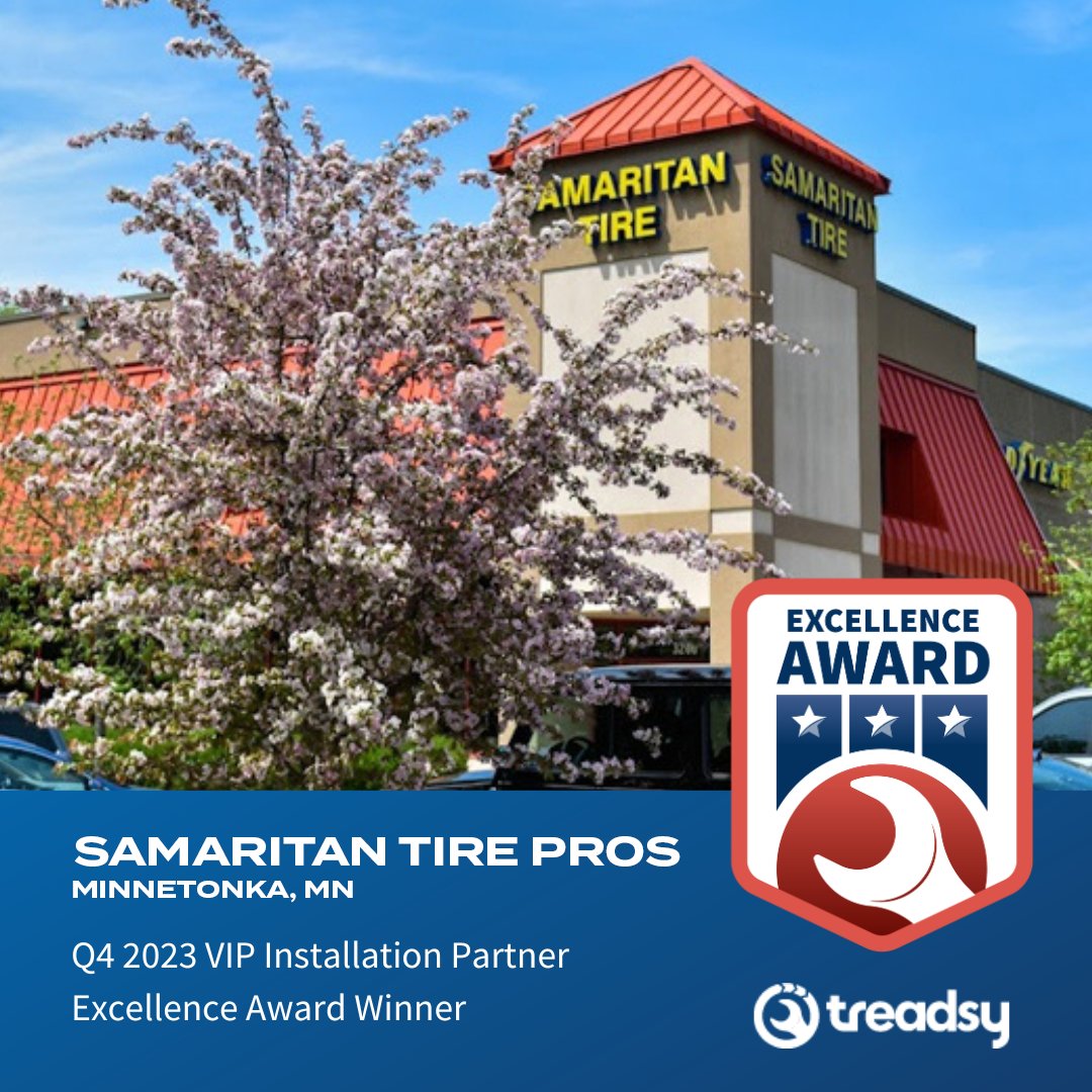 🎉🏆 Congratulations to the winners of the Treadsy VIP Installation Partner Excellence Award for Q4 of last year! 🏆🎉

1.Big 10 Tire Pros, Pearl, MS
2.Quickie Tire Mobile, Chicago, IL
3.Integrity Car Care, Crossroads, TX
4.Samaritan Tire Pros, Minnetonka, MN