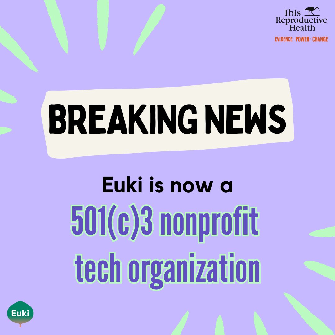 Ibis Reproductive Health (@ibisrh) on Twitter photo Ibis and <a href="/EukiApp/">Euki</a> are proud to announce that Euki, the privacy-first, comprehensive, and customizable period tracking app developed using research from Ibis, has a new home: a dedicated, independent 501(c)3 nonprofit tech organization.
Read our statement: ow.ly/39vO50S8vBX Ibis and <a href="/EukiApp/">Euki</a> are proud to announce that Euki, the privacy-first, comprehensive, and customizable period tracking app developed using research from Ibis, has a new home: a dedicated, independent 501(c)3 nonprofit tech organization.
Read our statement: ow.ly/39vO50S8vBX