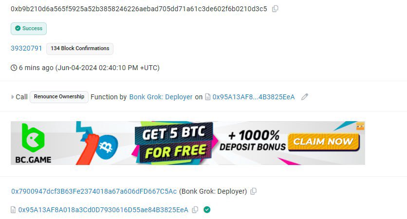 $MOGB  Renounce Ownership

✅ Tracking link:   bscscan.com/tx/0xb9b210d6a…

🔥 From technical point of view, Project rating: 100 ✅