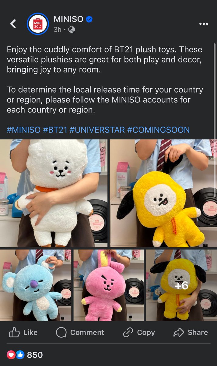 ARMYofLipa's tweet photo. Ohhh! Soon to release! BT21 Plushies 💜 https://t.co/OY9HFJit0e
