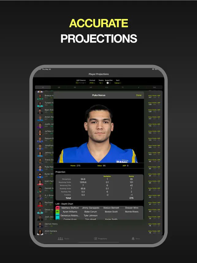 ffnerd's tweet photo. Really loving this concept from one of our members!

This IOS app has a very cool algorithm to help suggest optimal draft pick recommendations and draft simulations.

Perfect Pick looks like a solid way to prepare for this year's drafts. Give it a try!

https://t.co/CX9k3JioUj https://t.co/ME4A9FAmEA