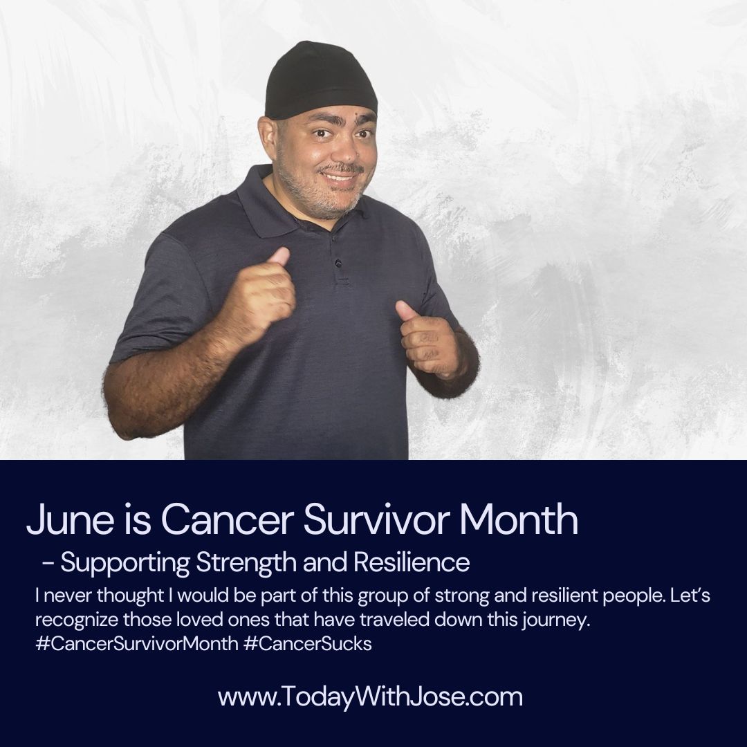 TodayWithJose's tweet photo. It is Cancer Survivor Month. It's not the club that I thought I would be a part of but I am now.  Celebrate your survivorship and remember those still in battling this horrible disease. 
#cancersurvivor #cancersucks #cancerjourney #cancer #HodgkinsLymphoma https://t.co/LrJRniauDE