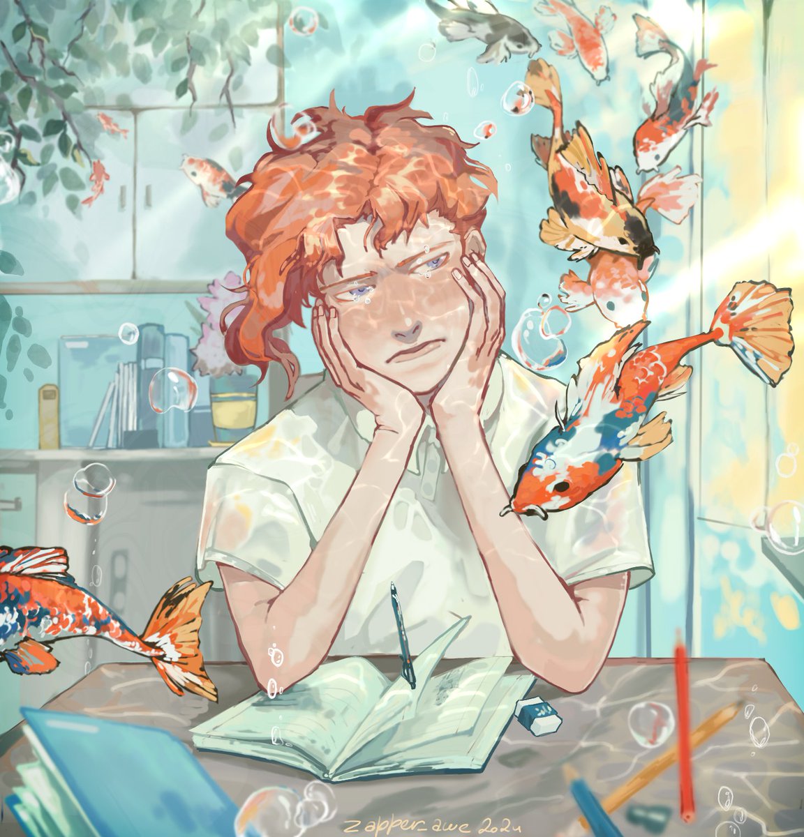 Zapper_awe's tweet photo. 🎏•koi•🎏

#jjba #kakyoin #art #kakyoinnoriaki https://t.co/4h0VzeeTUX