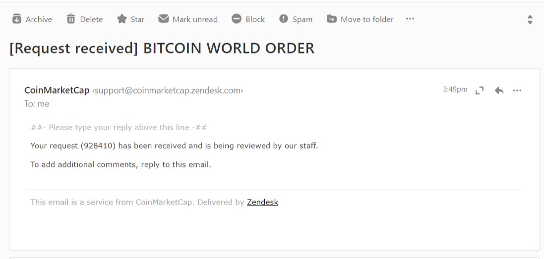 bitcoinWOrder's tweet photo. Hello CoinMarketCap @CoinMarketCap   👀

BITCOIN WORLD ORDER #88 Just submitted Ticker $BWO 🔥🔥

Are You Ready Anon😇

💸💸JUNE RUNE 💹💹

#bitcoinworldorder #runes #88

@JussCubs
@YassineMazrara
@CoinMarketCa https://t.co/CujjBQwgH7