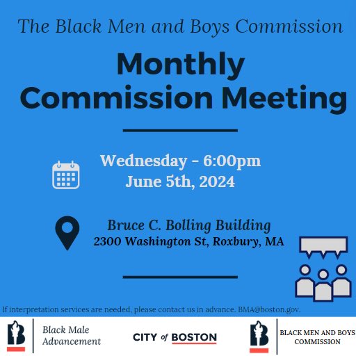 Every month, the Black Men and Boys Commission-the advisory board to the Mayor and to the Office of BMA-provide a community update based on their respective subcommittees.

Join us in-person this Wednesday, June 5th 

LOCATION CHANGE: Bruce C. Bolling Building