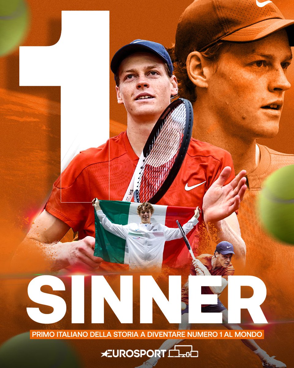 🇮🇹 Jannik Sinner è il nuovo 𝐧𝐮𝐦𝐞𝐫𝐨 𝐮𝐧𝐨 del ranking ATP!

Un momento storico per l'Italia: mai un tennista azzurro aveva conquistato la vetta della classifica mondiale! #️⃣1️⃣

#Sinner #EurosportTENNIS #RolandGarros