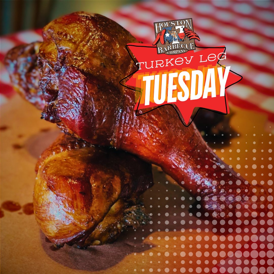 HoustonBBQ_TX's tweet image. It's Tuesday, so you know what that means! Turkey Legs are at Houston Barbecue Company! 🤤🍗🔥! Join us every Tuesday for smoked-to-perfection Turkey Legs that will make your taste buds dance. Come feast with us! #TurkeyLeg #BBQ #Foodies #HoustonBBQ