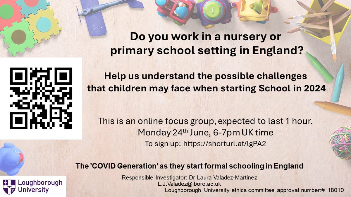 Do you work in a nursery or primary school in England? #Reception2024 Join us in a focus group to discuss possible challenges children may face