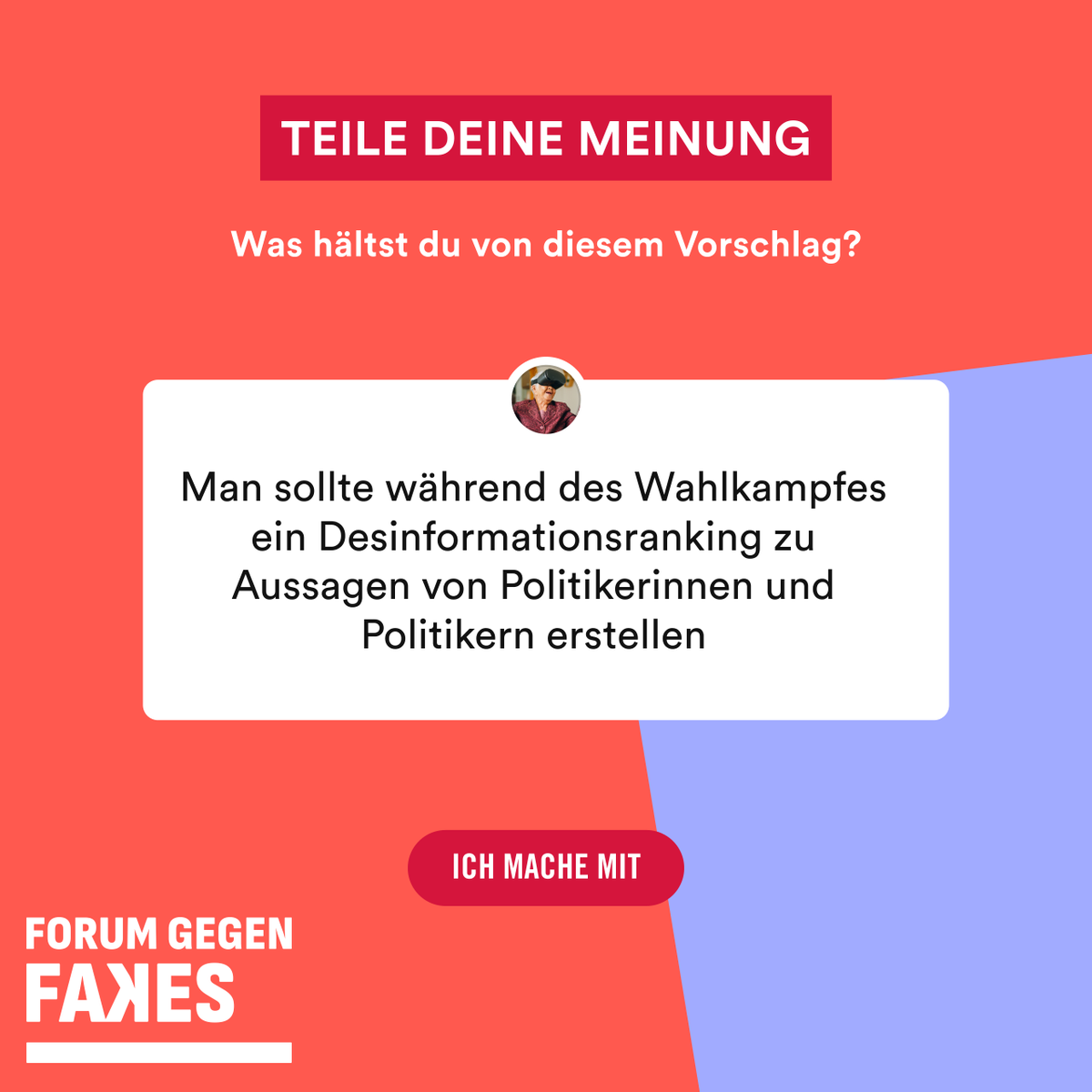 Make_orgDE's tweet photo. 🤝 Gemeinsam gegen Desinformation! Der Bürgerrat „Forum gegen Fakes“ hat verschiedene Empfehlungen entwickelt. Welche findest du am besten? Stimme jetzt ab und bestimmte die Prioritäten mit. ⬇️