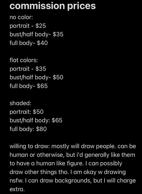 commissions are open if anyone is interested  