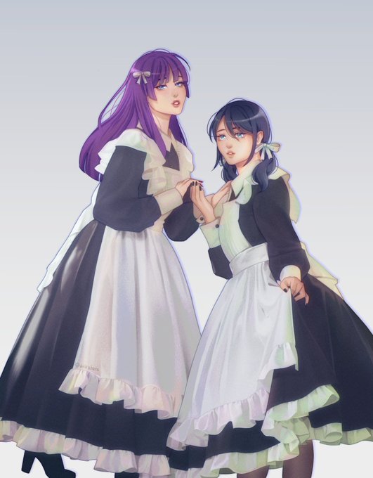 「frilled apron white apron」 illustration images(Latest)