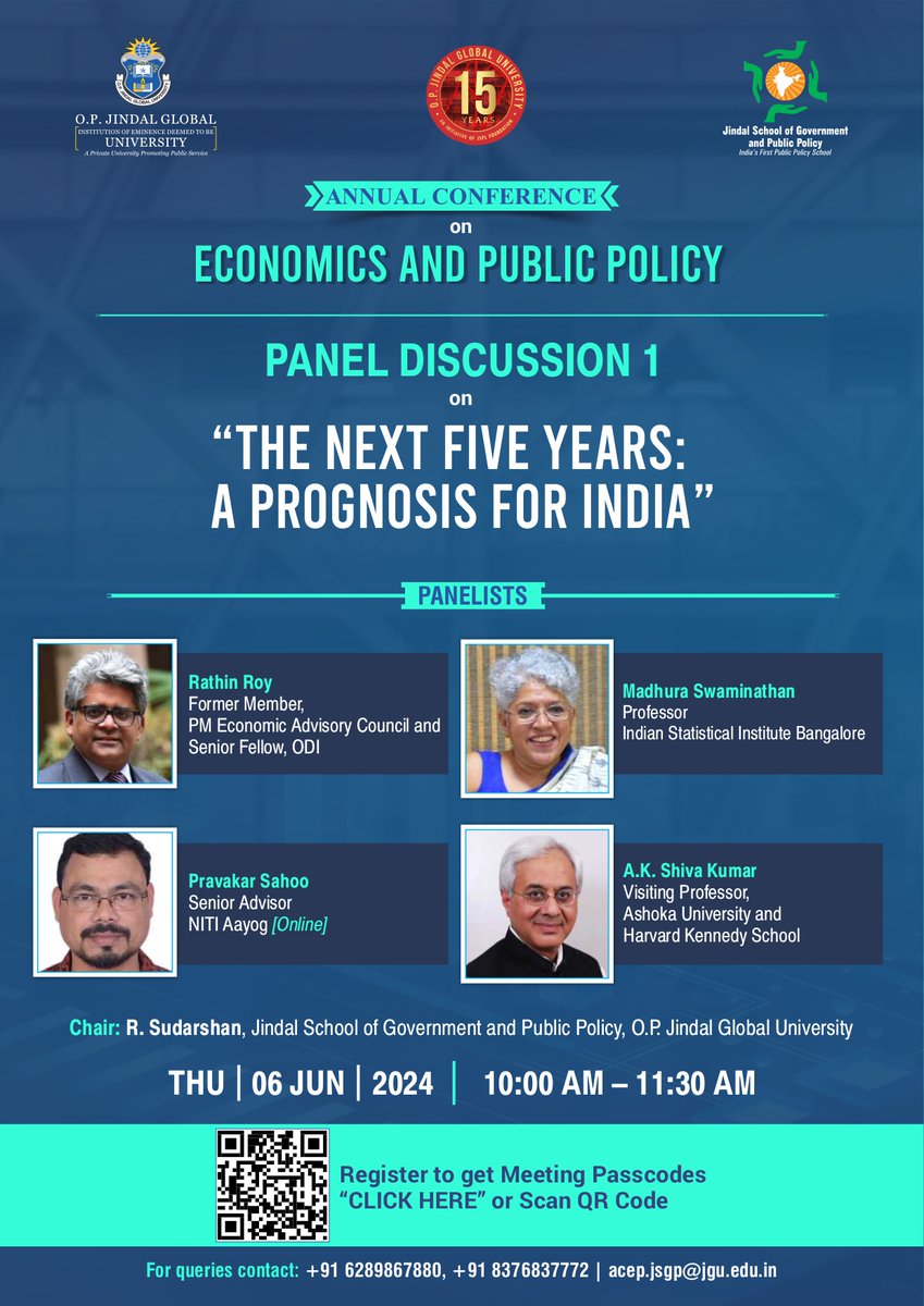 JSGP_JGU's tweet photo. Join @EmergingRoy, @MadhuraFAS, A K Shiva Kumar, @pravakar_sahoo1 as they share their insights and predictions for India's future @JSGP_JGU Annual Conference @JindalGlobalUNI 
Register: https://t.co/HllLVNOI2p

#EconTwitter #publicpolicy #ACEP2024 #loksabhaelctionsResults2024 https://t.co/ZFY9lrQzSq