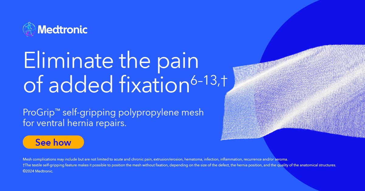 AWRConference's tweet image. Explore the advantages of ProGrip™ technology at 15th Annual AWR Conference.
bit.ly/3VYOmJr
#awrconference #awr24 #herniasurgery #herniasurgeon