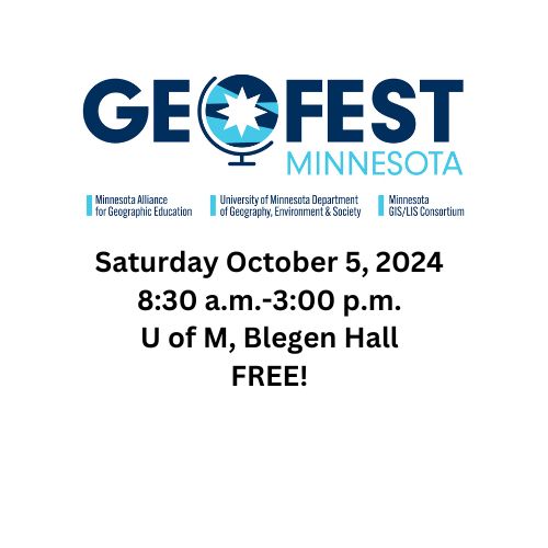 MAGE (@magegeo) on Twitter photo Time to plan your fall PD! Sign up for the best PD around - we may be a bit biased š
All GEOFEST information can be found at bit.ly/geofest #geographyteacher <a href="/UMNGeography/">UMN Geography</a> <a href="/MNGISLIS/">MN GIS/LIS</a> Time to plan your fall PD! Sign up for the best PD around - we may be a bit biased š
All GEOFEST information can be found at bit.ly/geofest #geographyteacher <a href="/UMNGeography/">UMN Geography</a> <a href="/MNGISLIS/">MN GIS/LIS</a>