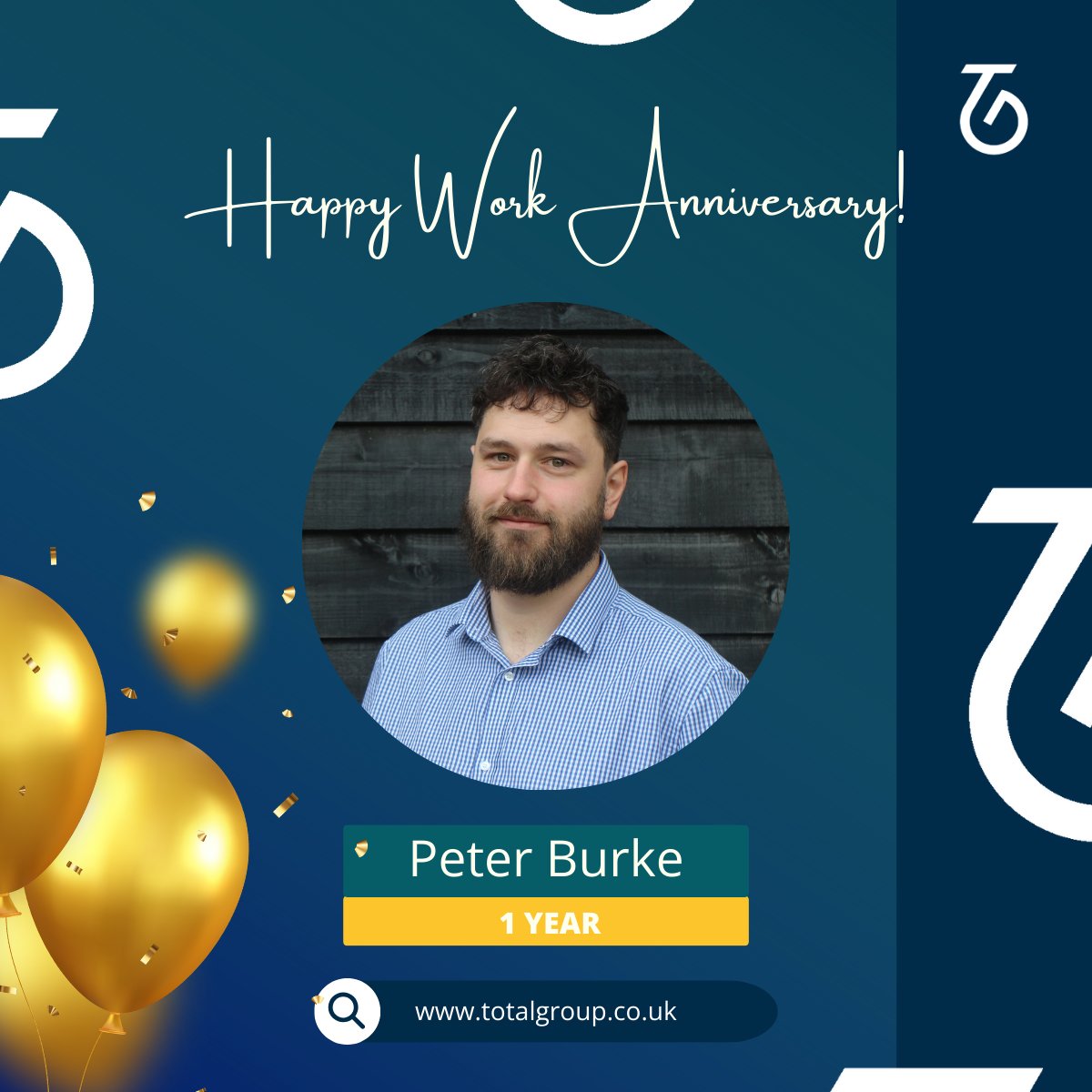 TotalGroupIT's tweet photo. 🎉 Today, we're excited to celebrate Peter Burke's first anniversary with Total Group!​

Your hard work and awesome attitude in IT have made such a difference. Thanks for bringing your great spirit to the TG Office every day.​

#TotalGroup #WorkAnniversary #EmployeeAppreciation https://t.co/pec75zsiu2