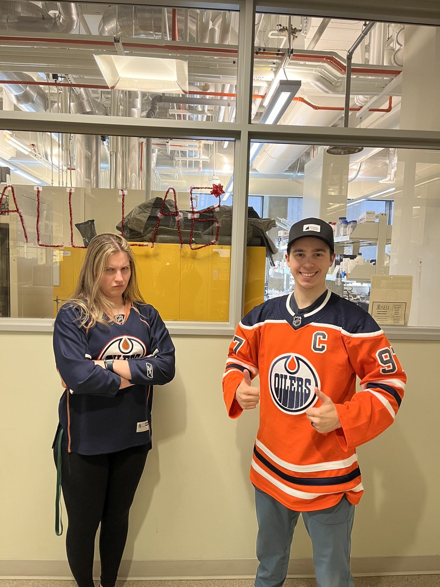 Calgary Flames fan <a href="/evaagerman/">// Eva //</a> lost a bet when the <a href="/EdmontonOilers/">Edmonton Oilers</a> advanced to the Stanley Cup Final and had to wear an Oilers jersey all day yesterday!
#LetsGoOilers