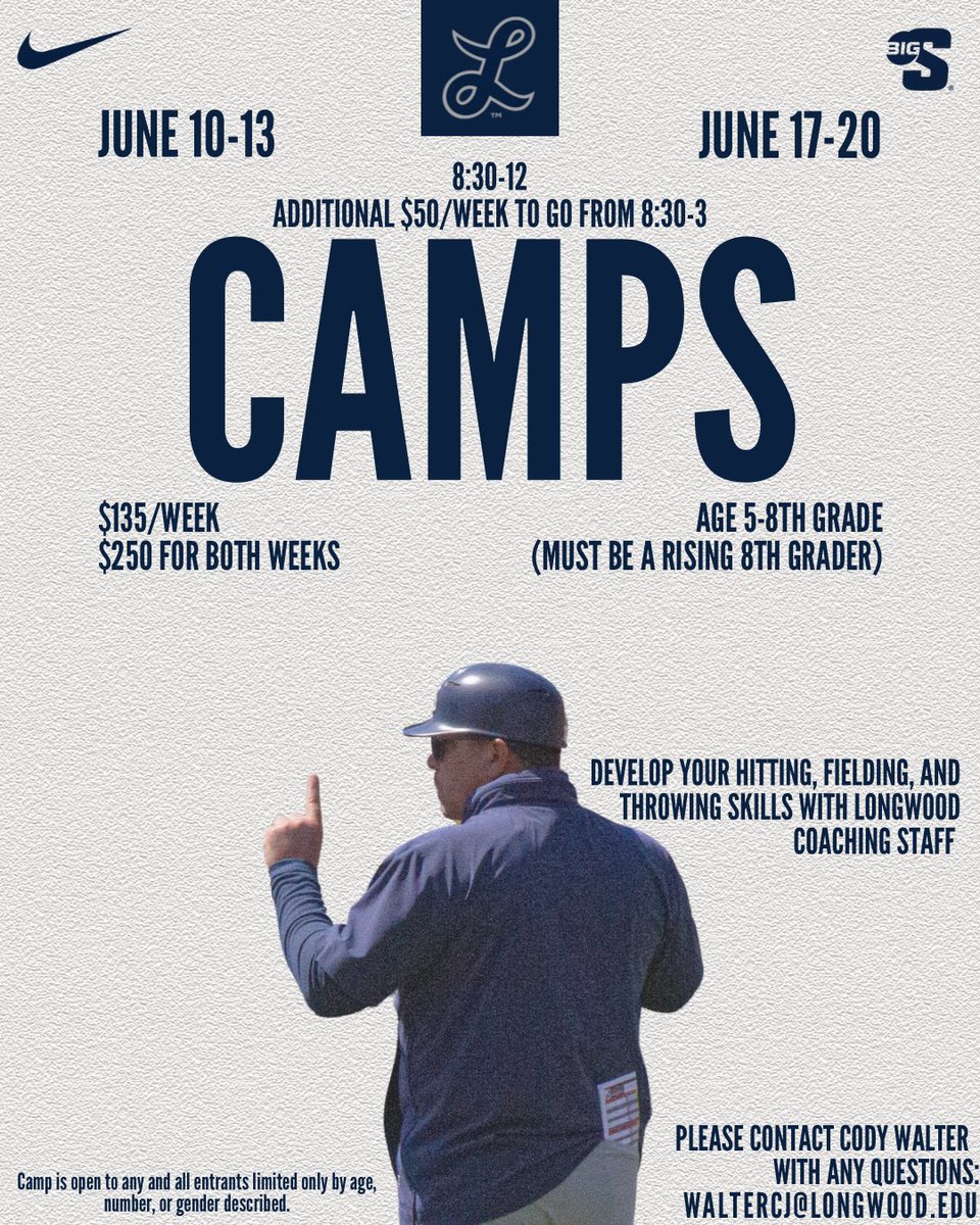 We are less than a week away!! Don’t forget to sign up for our camps this summer, the link to sign up is down below! We cannot wait to see you there! ✍️⚾️

longwoodbaseball.totalcamps.com

#OneMore || #EverythingMatters