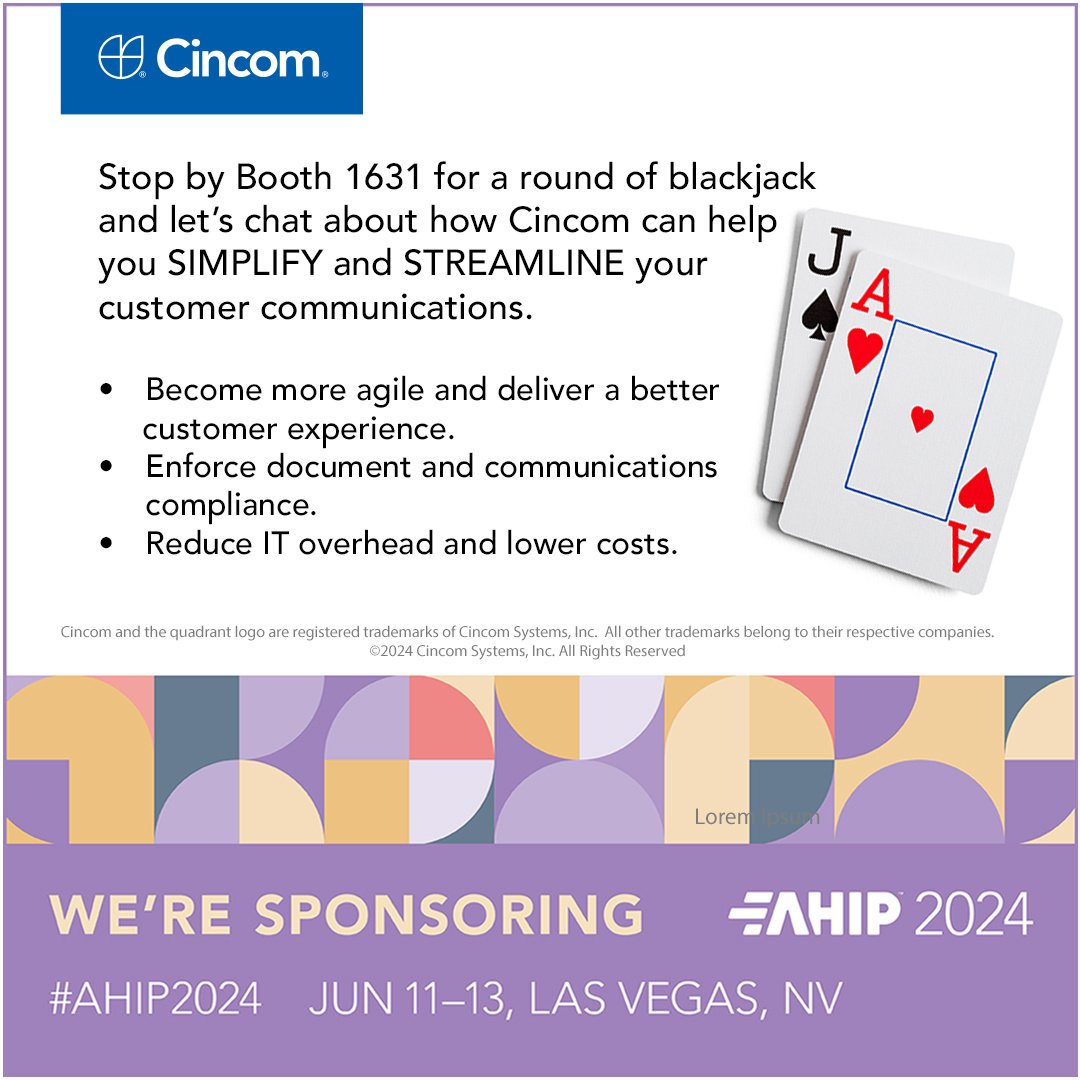 We’re excited to join @AHIP at AHIP 2024 in Las Vegas. We’d love to see you there — find us in the exhibit hall at Booth 1631! #AHIP2024