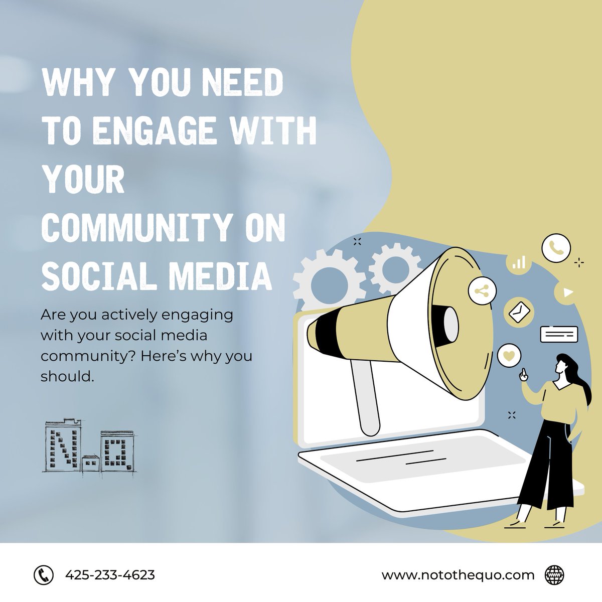 Why is engaging your community on social media a must?
1. Genuine interactions convert followers into loyal customers
2. Regular engagement boosts your brand’s image
3. Direct interactions offer  insights for improvement
Learn more on our website! notothequo.com