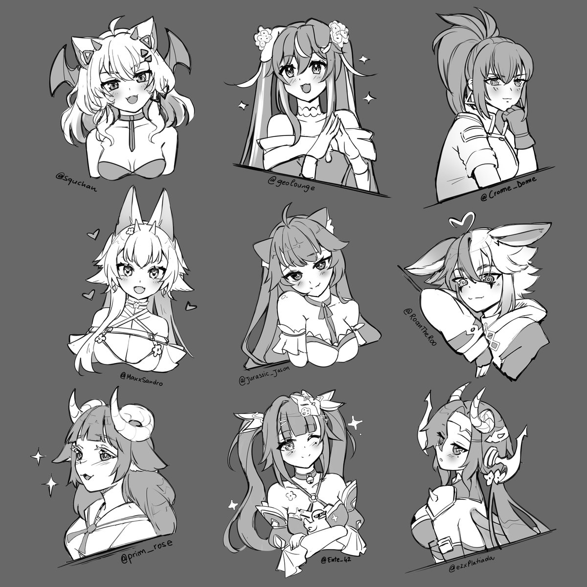 Spuky_Cat's tweet photo. Sketches I drew during my donothonπ©΅ #squchujin #yunillust #pralineART #artkuchan https://t.co/dUUOW7A8AE