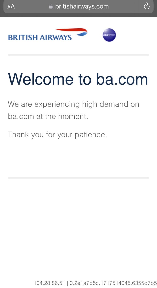 Blue4929's tweet photo. @British_Airways EVERY time I try to search on your website I get this message, this has been for the last 2 weeks or more! I have tried waiting but nothing happens! Is there an issue your end? https://t.co/g9Q12DlJmo