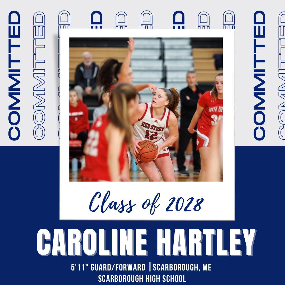 ColbyWBB's tweet image. The next member of the incoming class of 2028 is Caroline Hartley. Caroline is a 5’11” guard/forward from Scarborough, ME who played AAU for the Maine Firecrackers. 

Welcome to the Family💙
#GoMules #BleedBlue