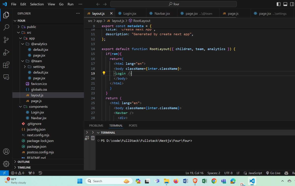 SamratCodes's tweet photo. Today i explored the parallel routing in Next.js .  It took me some time to understand it properly . Its interesting concept . Here is a small practice code: https://t.co/VlBPF9IMg6 
@lftechnology

#LSPPDay4 #60DaysOfLearning2024 #learnwithLeapfrog https://t.co/MwSF7F52F3
