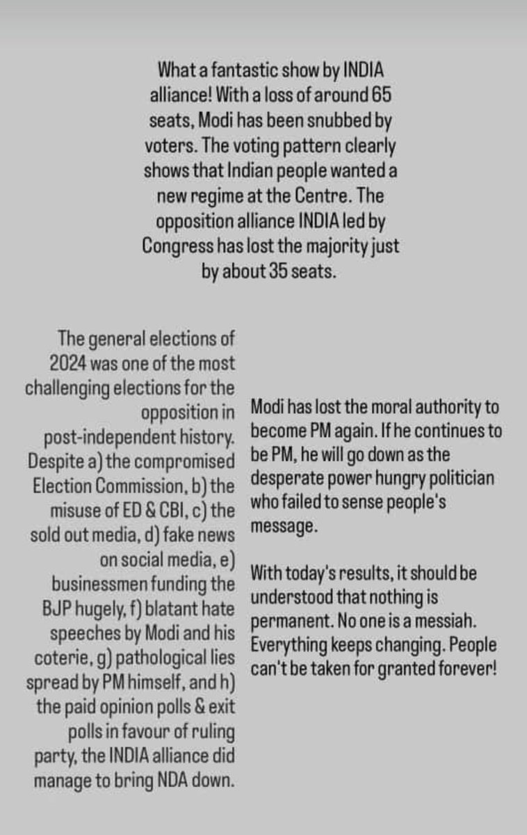 rashmi_hd's tweet photo. It's alla bout INDIA. #ElectionWithTheFederal #ResultsWithSamacharPlus #NDA #india #congress #bjp https://t.co/tFW7KmvJ4e