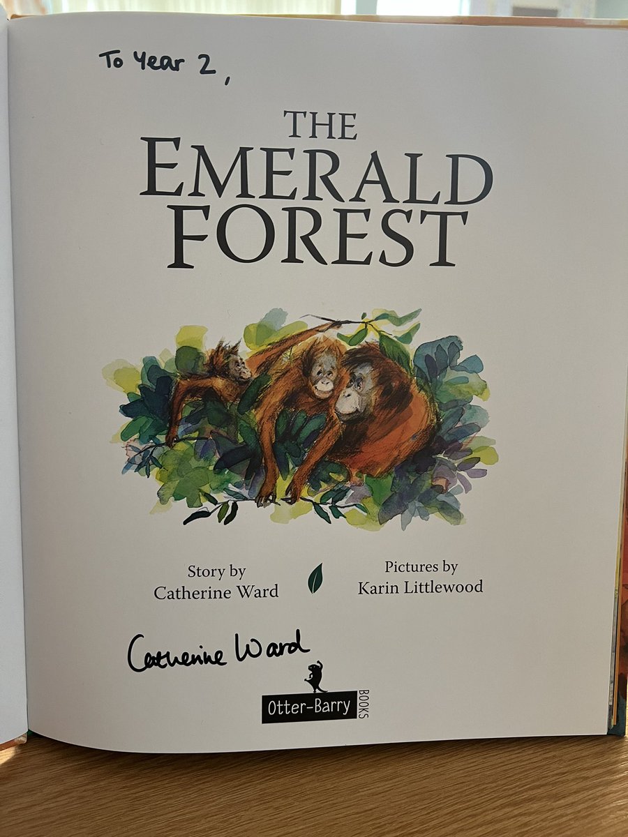 Today the lovely @CatherineWard0 visited our class for an author’s workshop with Year 2. It was an amazing morning and she kindly signed our copy of her book, The Emerald Forest🦧🌴🤩