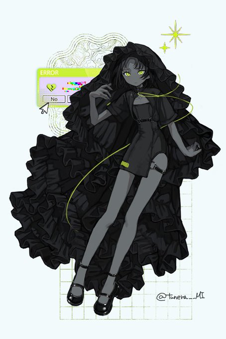 「black dress short sleeves」 illustration images(Latest)