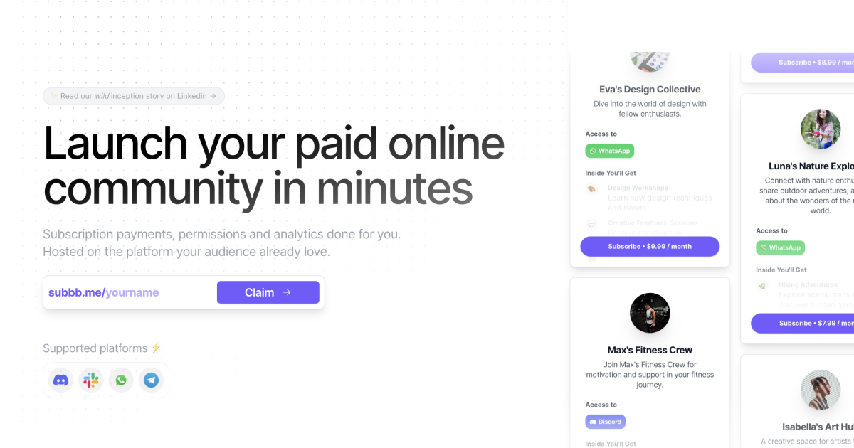 Subbb Landing Page V2 JUST DROPPED

subbb.me
