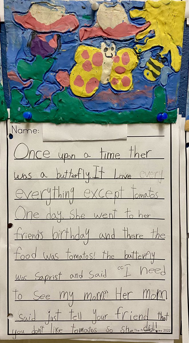 Grade 1 students wrote stories to go with their art inspired by <a href="/barbreidart/">Barbara Reid</a>