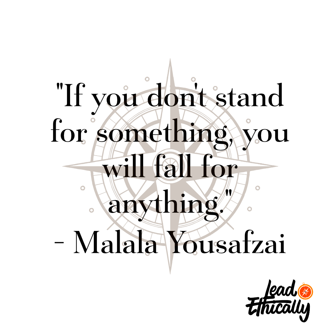 jmangan's tweet photo. "If you don't stand for something, you will fall for anything." - Malala Yousafzai #LeadVisually #LeadEthically #Leadership https://t.co/tlUUBi7H6p