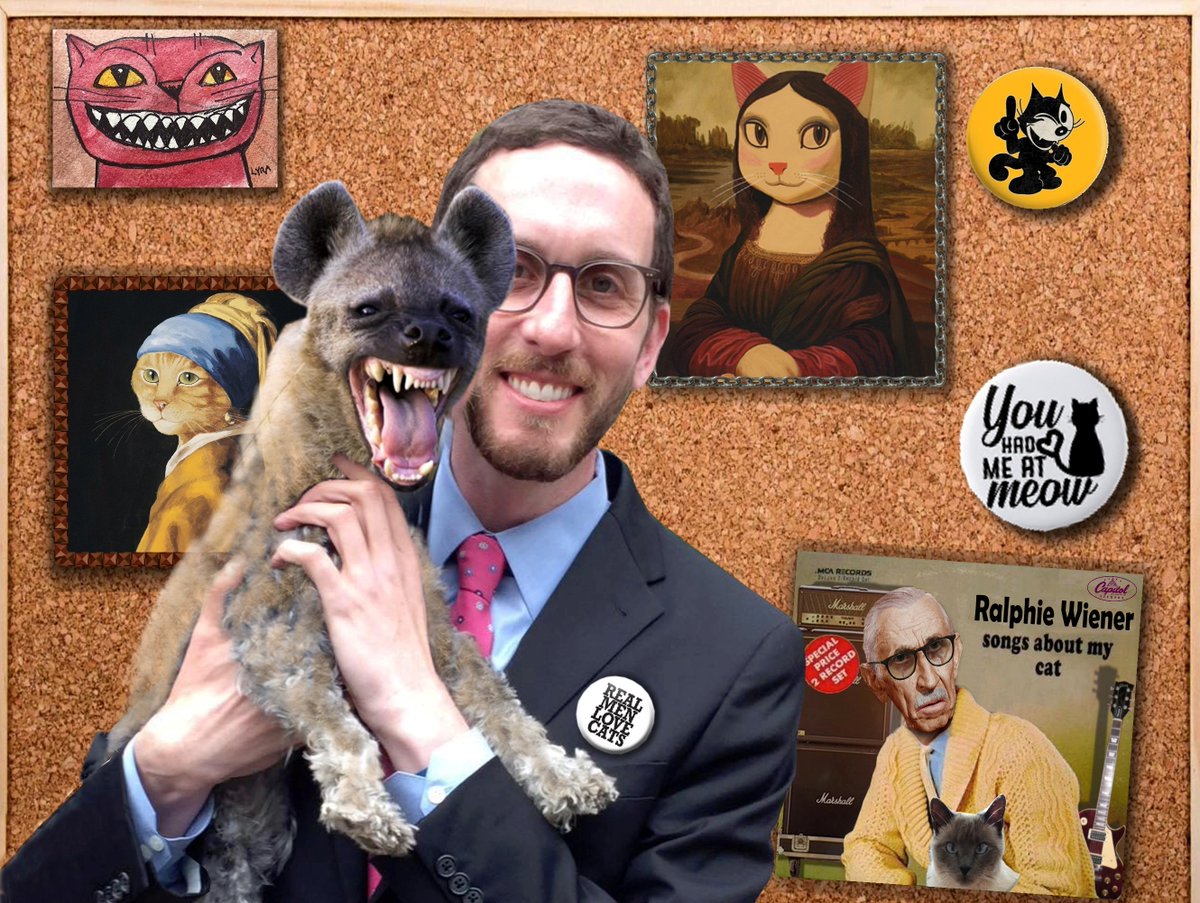 It’s National Hug Your Cat Day. A couple of local politicians show off their favorite felines. Both photos also feature the new the new World Music album by Scott’s Uncle Ralphie Wiener – “Songs About My Cat”.