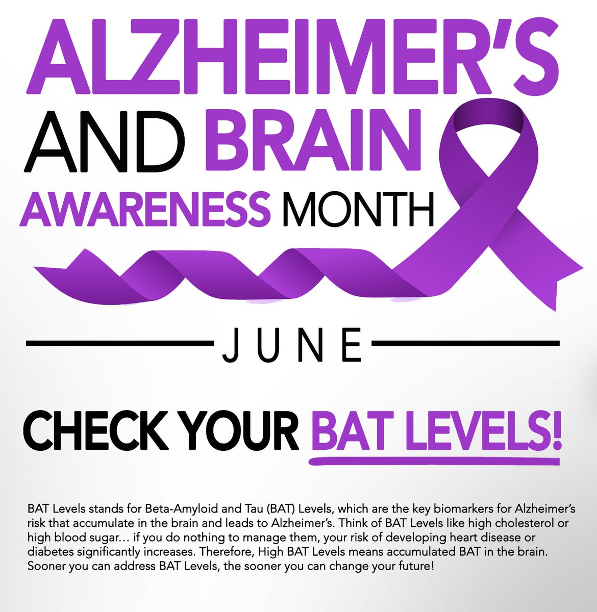 MrBrainHealth's tweet photo. This is a simple blood test, that can detect BAT Levels as much as 10-20 years before any symptoms appear. Testing and treating before symptoms means a possibility of Alzheimer’s never developing, which is a total game-changer. 

Request a BAT Test today: https://t.co/EAIN5uFTmG https://t.co/nY62TrloBP