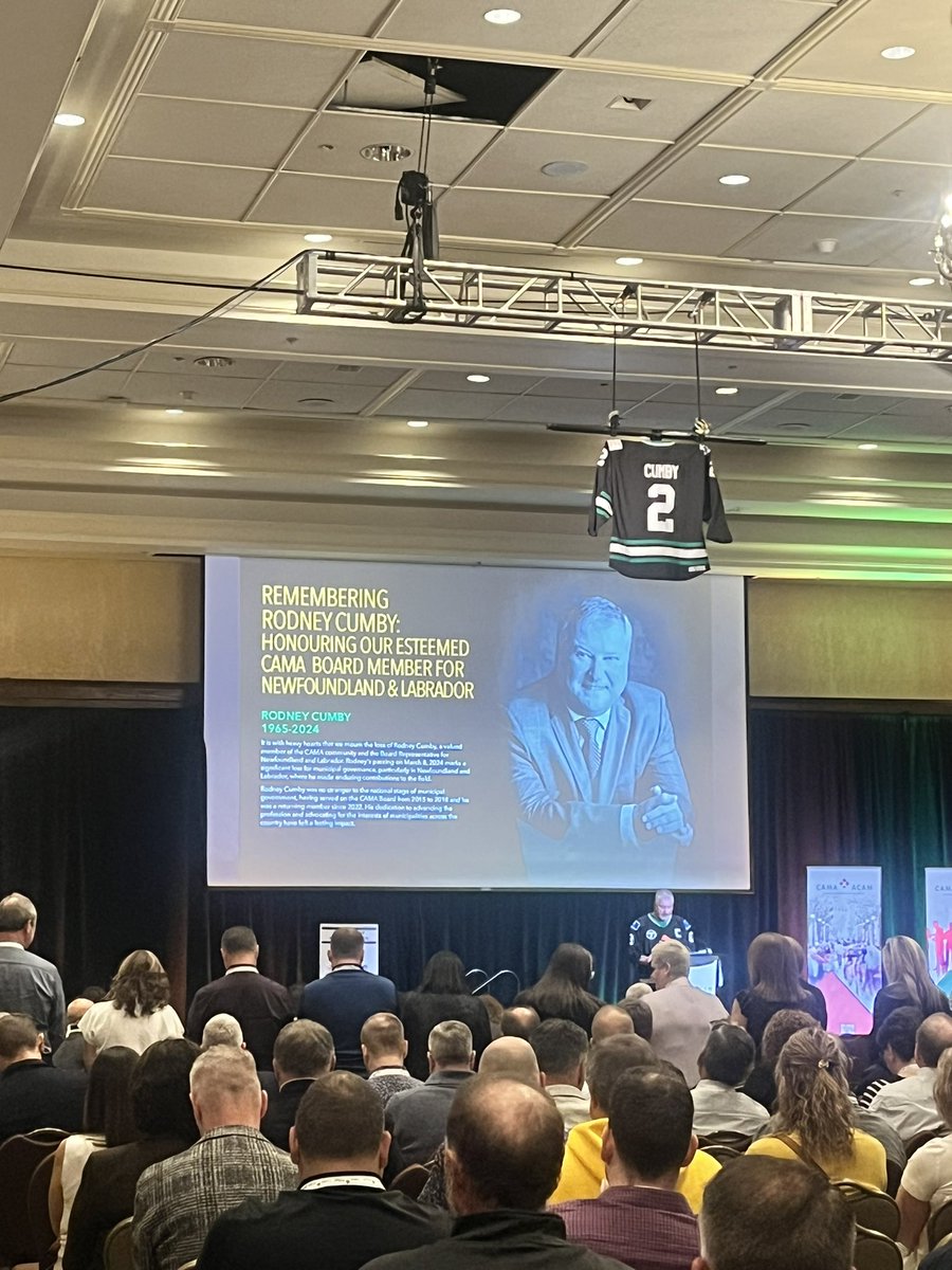 A moving tribute this morning as we pay our respects to the late Rodney Cumby, Board Member for NFLD, board member and friend. 

His contribution to local government administration has made an impact that will be felt for years to come. #cama2024 #acam2024 #CAMAraderie