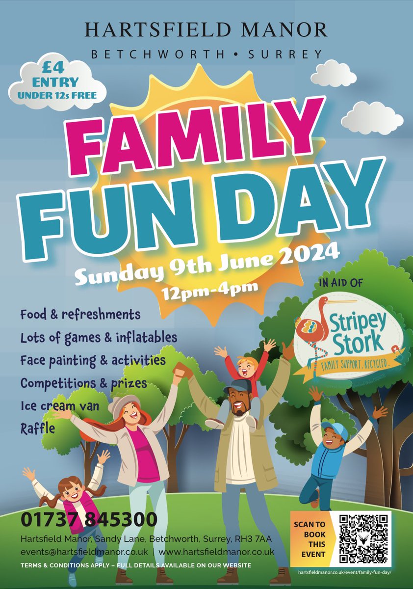 Our Family fun day in aid of <a href="/StripeyStork/">Stripey Stork</a> is this Sunday. Tickets can be booked here | hartsfieldmanor.co.uk/event/family-f…