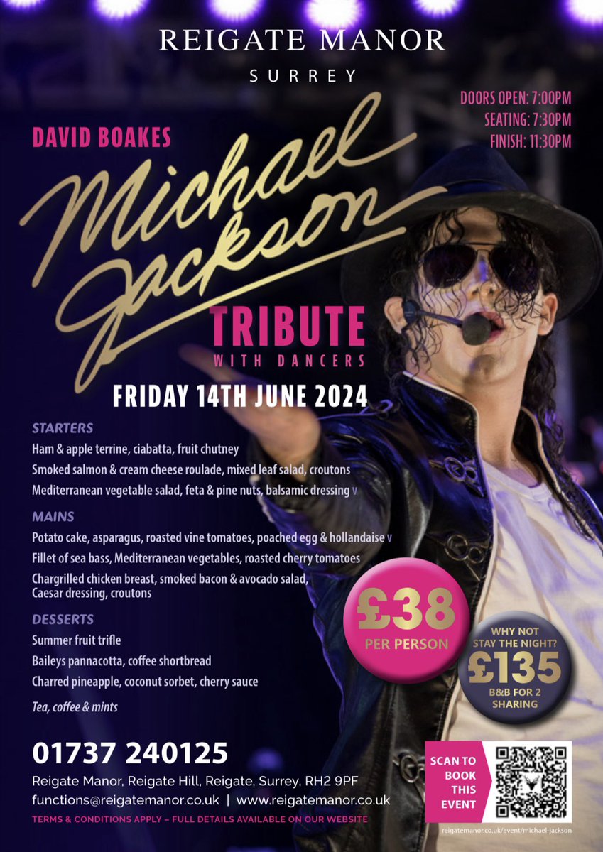 Reigate Manor (@reigatemanor) on Twitter photo Our Michael Jackson tribute evening is next Friday 14th June. Tickets can be bought here | reigatemanor.co.uk/event/michael-… Our Michael Jackson tribute evening is next Friday 14th June. Tickets can be bought here | reigatemanor.co.uk/event/michael-…