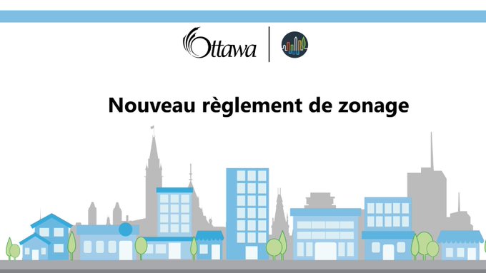 Horizon de la ville. TEXTE : New Zoning By-law. Nouveau règlement de zonage.